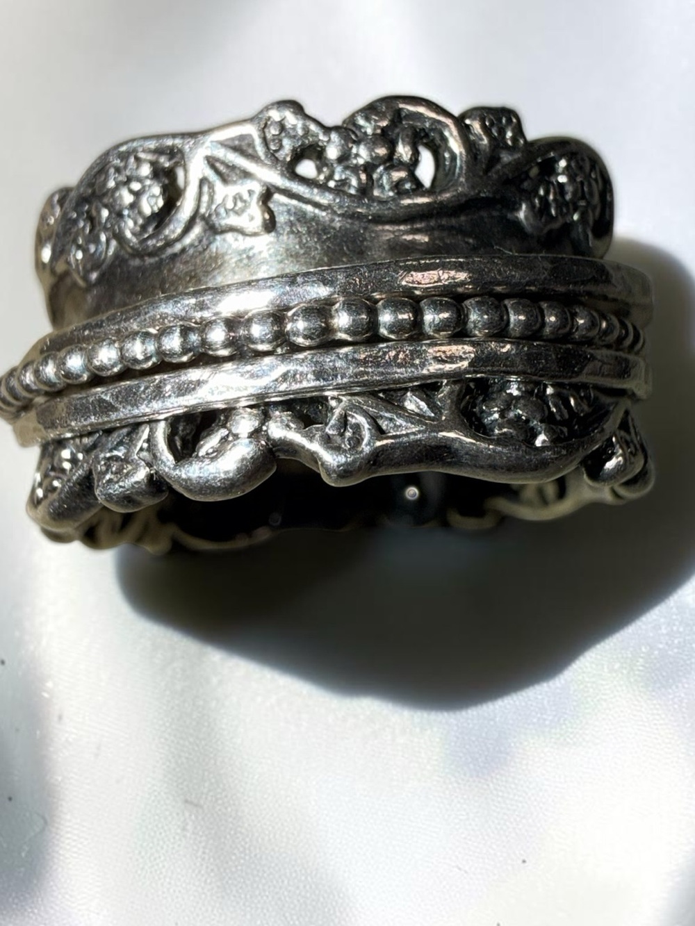 OR PAZ PZ 925 Sterling Silver Floral Beaded Band Ring Vintage Israel Sz 7 Spinne - Picture 2 of 5